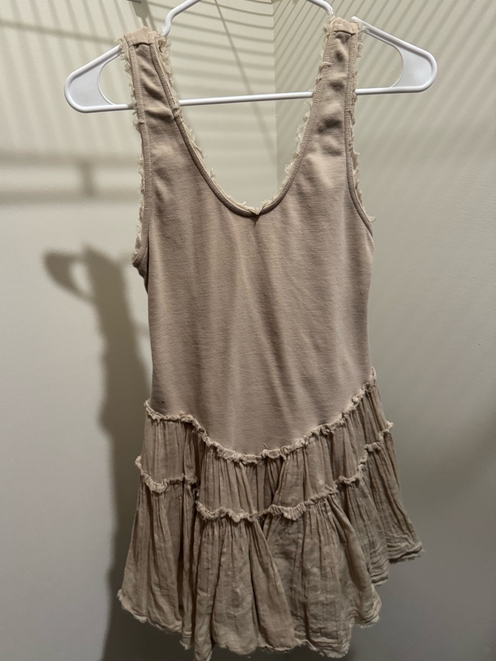 Free People- Izi Drop-Waist Mini Dress in Morning Oat